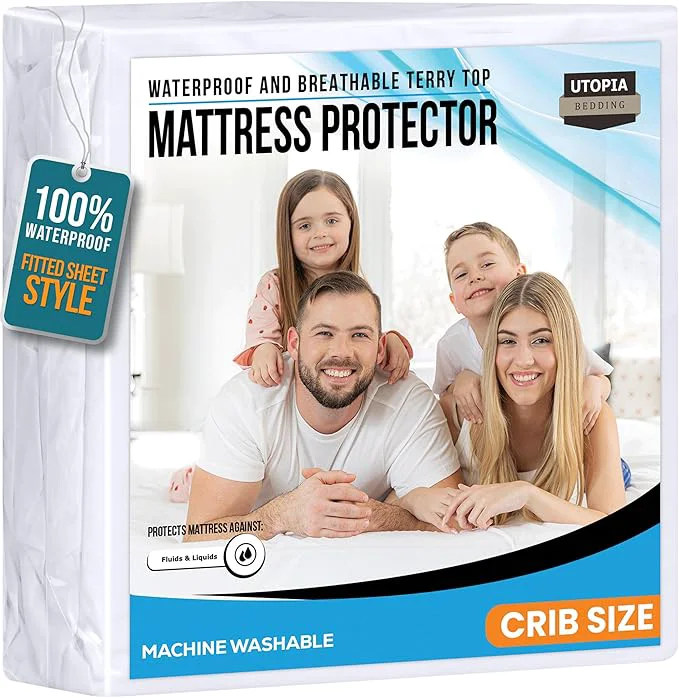 Convenient Crib Size Mattress Protector Waterproof Premium 200 GSM Terry Mattress Cover Breathable