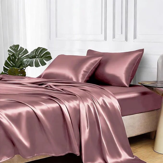 Enhanced MR HM Satin Bed Sheets Queen Size Sheets Set Genuine