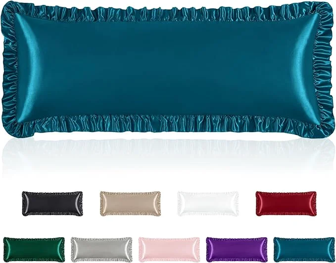 Certified Homiest Ruffle Satin Body Pillow Cover Silky Satin Body Pillowcase Superior