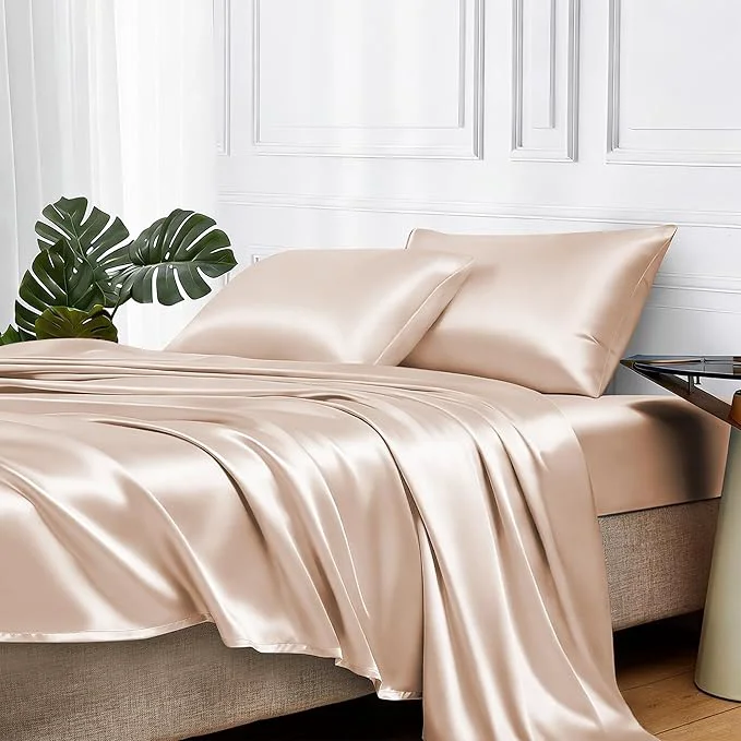 Unique MR HM Satin Bed Sheets California King Size Sheets Set Prestigious