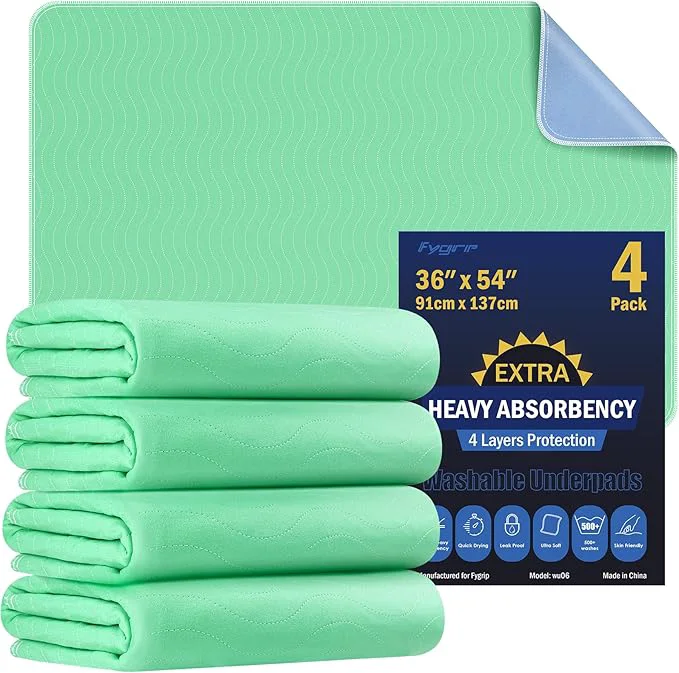 Reusable 4 Pack 36 x 54 Extra Heavy Absorbency Washable Underpads Waterproof Nursing Unique