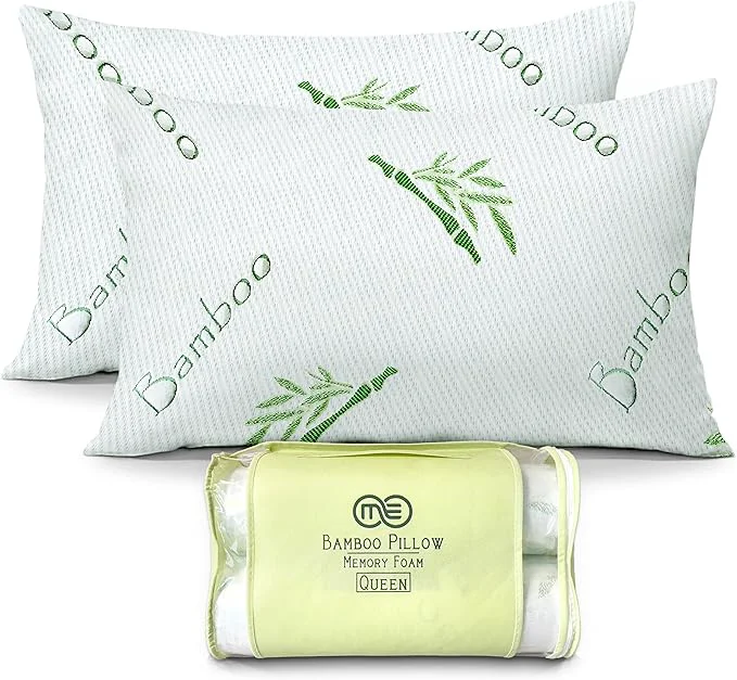 Crafted OMEO 2 Pack Queen Size Rayon Derived from Bamboo Pillow Recyclable