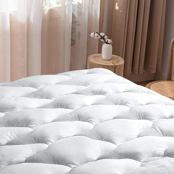 Fast WhatsBedding Waterproof Mattress Pad Twin XL Size Cotton Top Down Functional