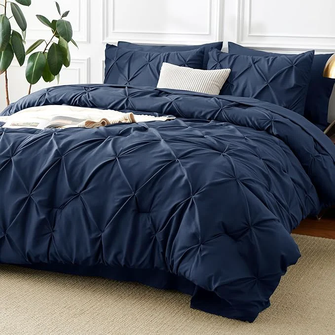 Comfortable CozyLux Oversized King Comforter Sets Navy Blue 7 Pieces Oversized King Fine