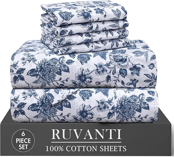 Fine Crafted RUVANTI 6 Pcs Cotton Sheets Long-Lasting