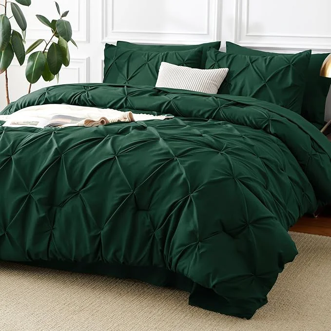 Carefully Designed CozyLux Full Size Comforter Sets Emerald Green 7 Pieces Bed in A Bag Green Lightweight