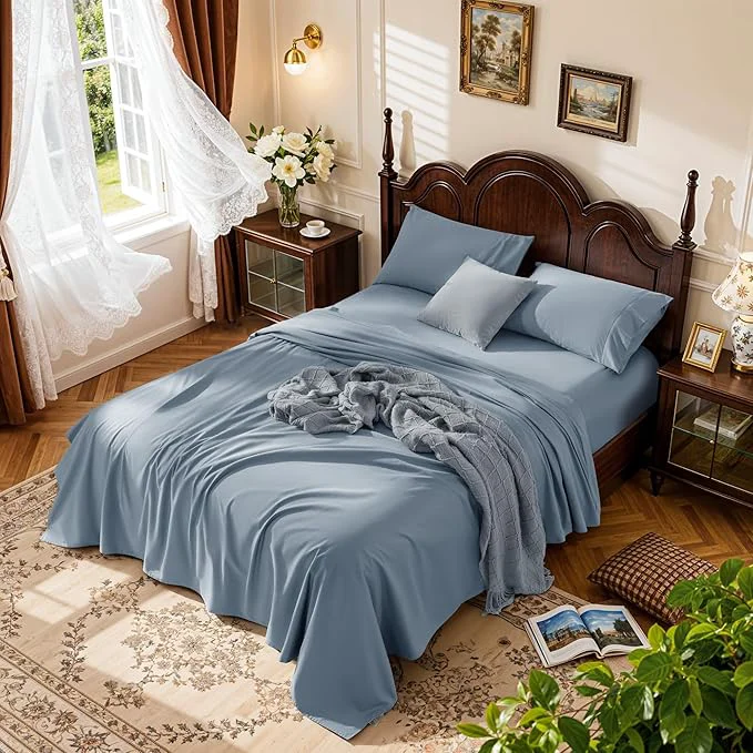 Optimized LBRO2M Cotton Sheets Set Deep Pocket 19 1000 Thread Count Full Size 4 Safe