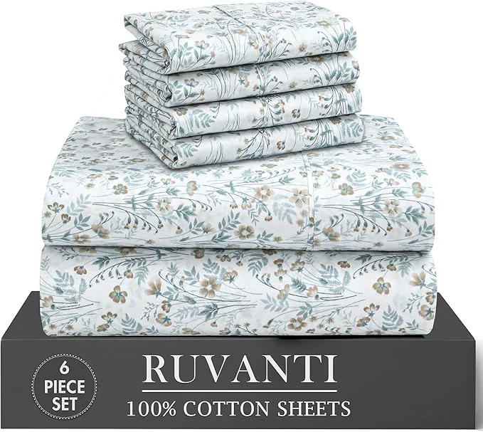 Convenient RUVANTI 6 Pcs Cotton Sheets Fine Crafted