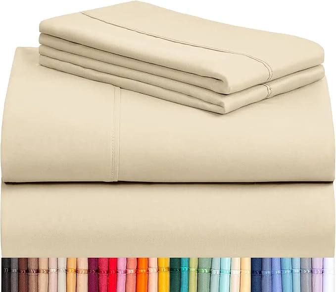 Detailed LuxClub 4 PC Full Size Sheet Set Deep Pockets 18 Wrinkle Cooling Sheets Minimalist