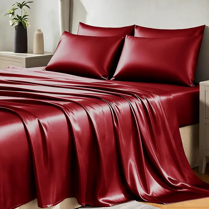 Fast CozyLux Satin Sheets Queen Size Bed Set Innovative
