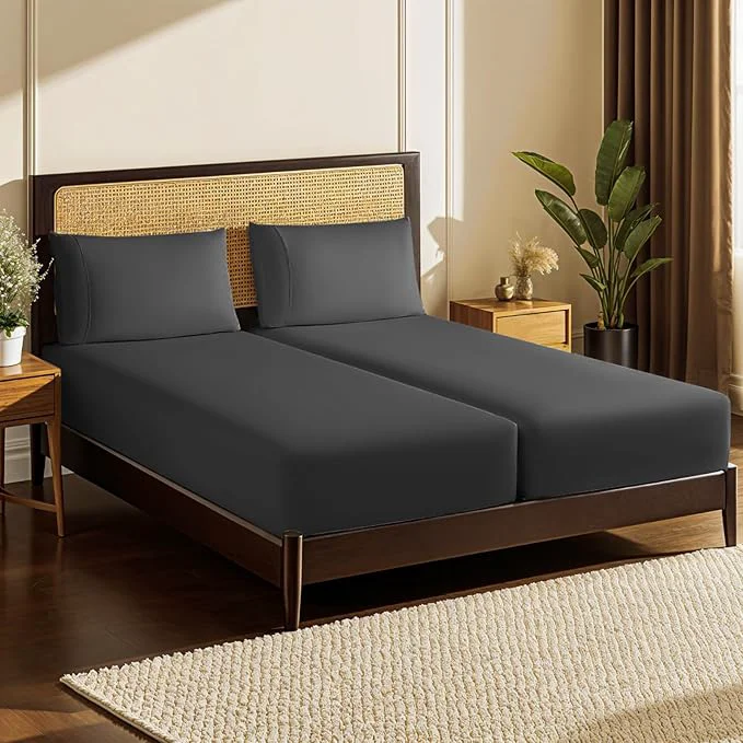 Original Design LBRO2M Split King Sheet Sets for Adjustable Bed 1000 Thread Count Egyptian Efficient