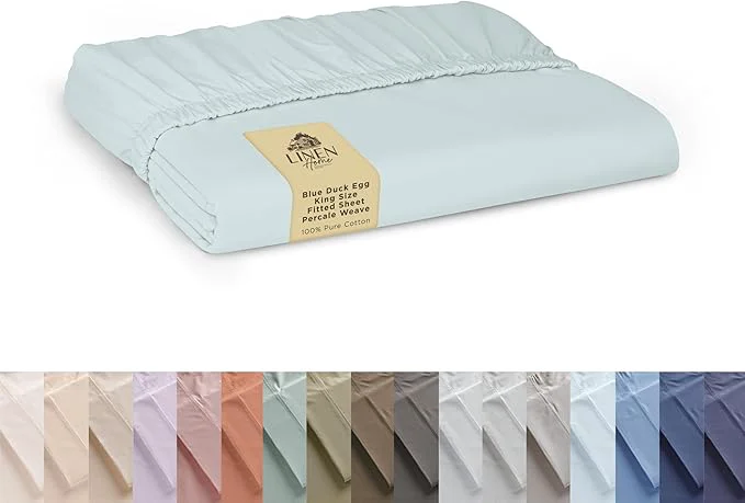 Effective Linen Home Cotton Percale Weave Fitted Sheet King Size 1 Deep Pocket Fashionable