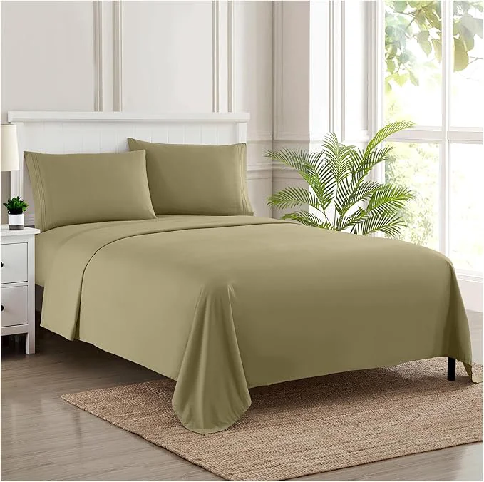 Functional Twin XL Sheets – Breathable Luxury Sheets – 1800 Supreme Collection Extra Soft Green