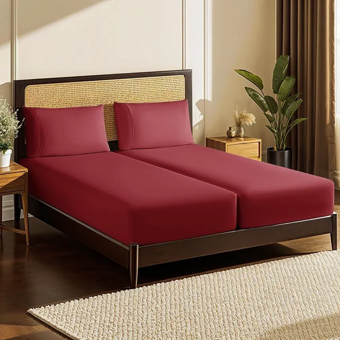 Long-Lasting LBRO2M Split King Sheet Sets for Adjustable Bed 1000 Thread Count Egyptian Efficient