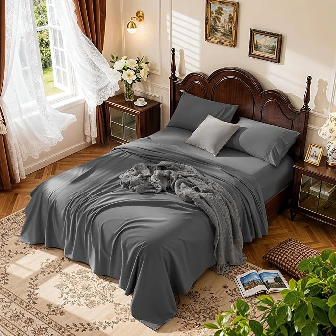 Long-Lasting LBRO2M Cotton Sheets Set Deep Pocket 24 1000 Thread Count Full Size 4 Effective