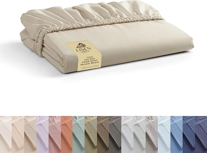 Authentic Linen Home Cotton Percale Weave Fitted Sheet Full Size Deep Pocket Fits Quality
