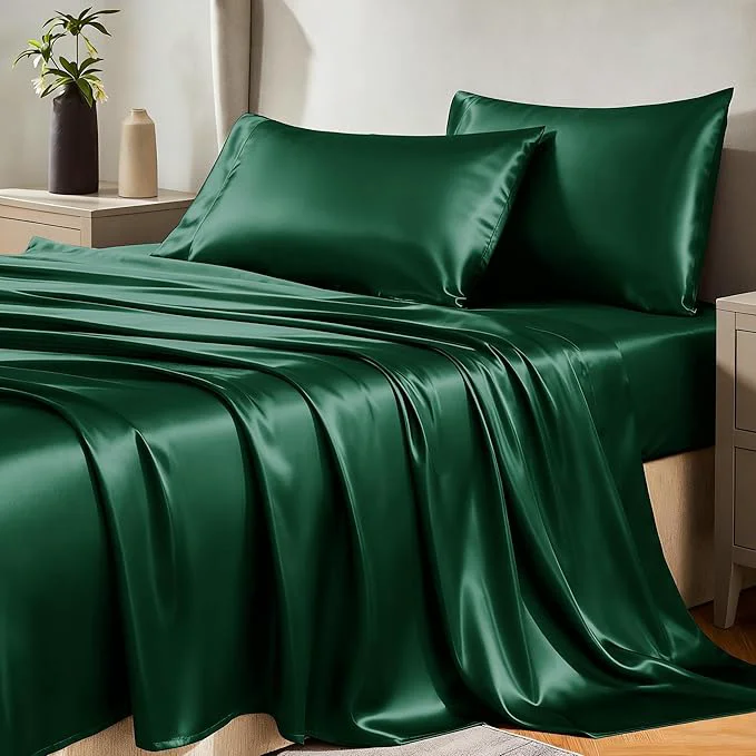 Responsible CozyLux Satin Sheets Queen Size Bed Set Authentic