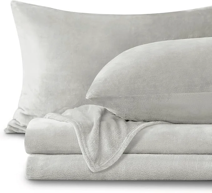 Stylish BEDELITE Flannel Sheets King Size Light Grey Genuine