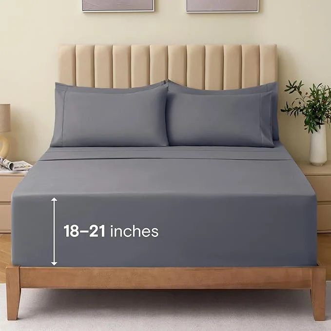 Proven LuxClub 4 PC Queen Sheet Set Bed Sheets Queen Size Deep Pockets 18 Wrinkle Relaxed