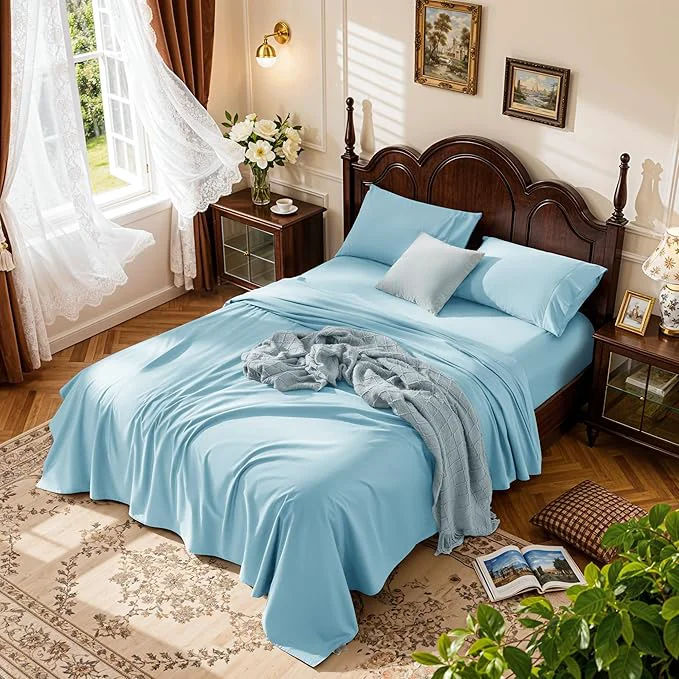 Traditional LBRO2M 1000 Thread Count Egyptian Cotton Sheets Set Full Size 4 Piece Healthy