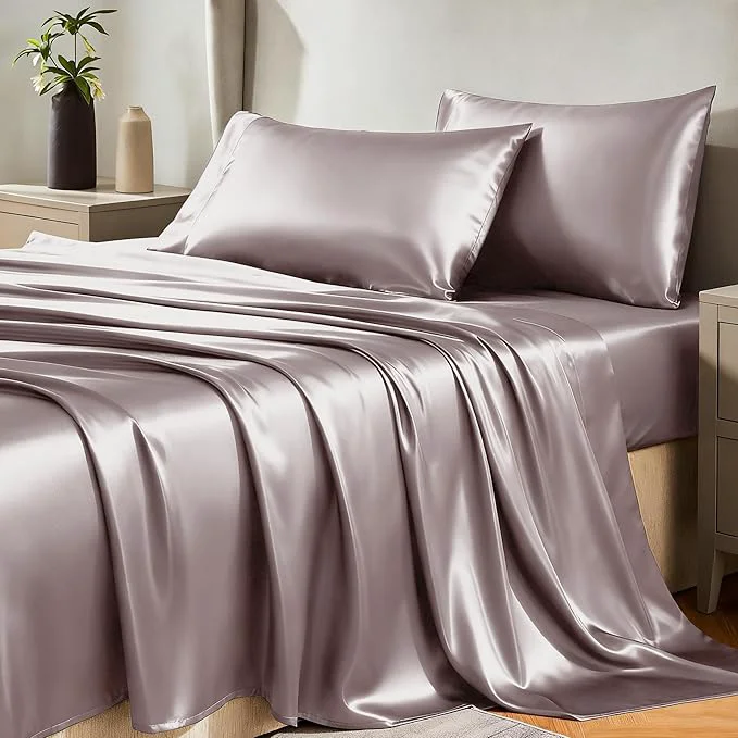 Next-Generation CozyLux Satin Sheets King Size Sheet Set Natural