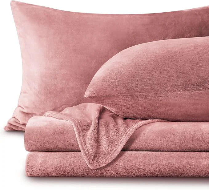 Sophisticated BEDELITE Flannel Sheets Twin Size Dusty Pink Crafted