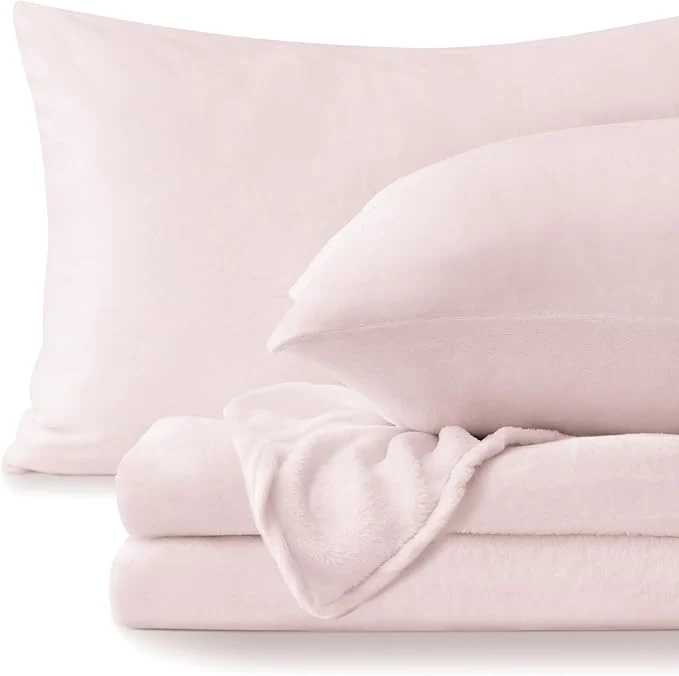 Long-Lasting BEDELITE Flannel Sheets Twin Size Pink Eco-Friendly