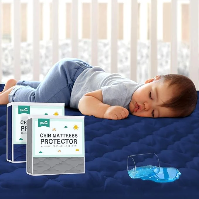Premium Material 2 Pack Crib Mattress Protector Sheets Fitted Waterproof Crib Mattress Pad Cover Secure