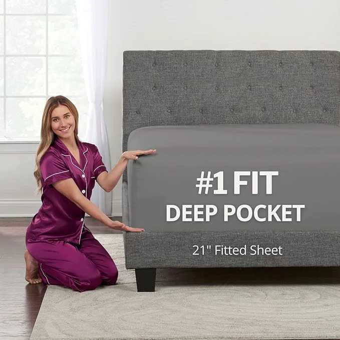 Exceptional Twin Deep Pocket Fitted Sheet – Deep Pocket Twin Fitted Sheet – Microfiber Twin First-Class