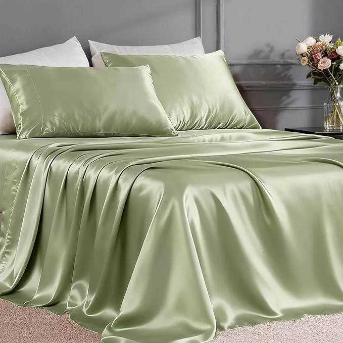 Lightweight FreshCulture Satin Sheets California King Stylish