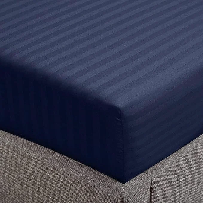 Premium Material Feather Stitch 1 Piece Fitted Sheet Twin Size Cotton Damask Sateen Weave Innovative