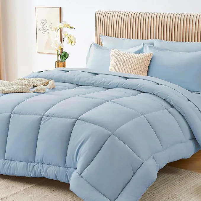 Contemporary Sasttie Full Size Comforter Sets 7 Pieces Bed in a Bag Full Complete Bedding Safe