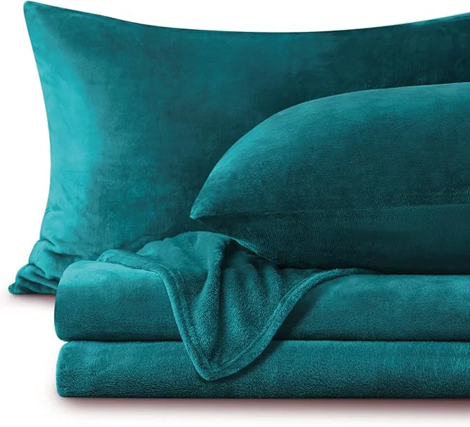 Premium Material BEDELITE Flannel Sheets King Size Teal Long-Lasting