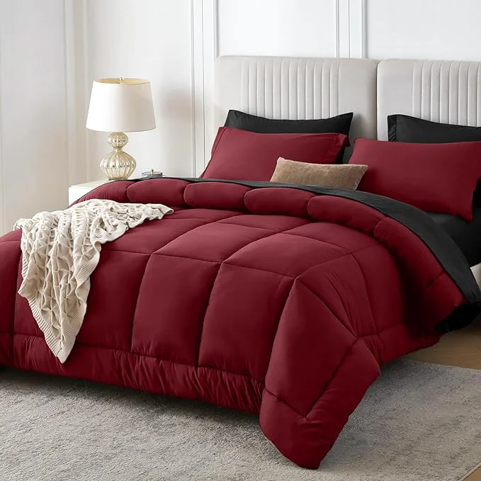 Authentic Sasttie Oversized King Comforter Set 7 Pieces Reversible Bed in a Bag Comfortable