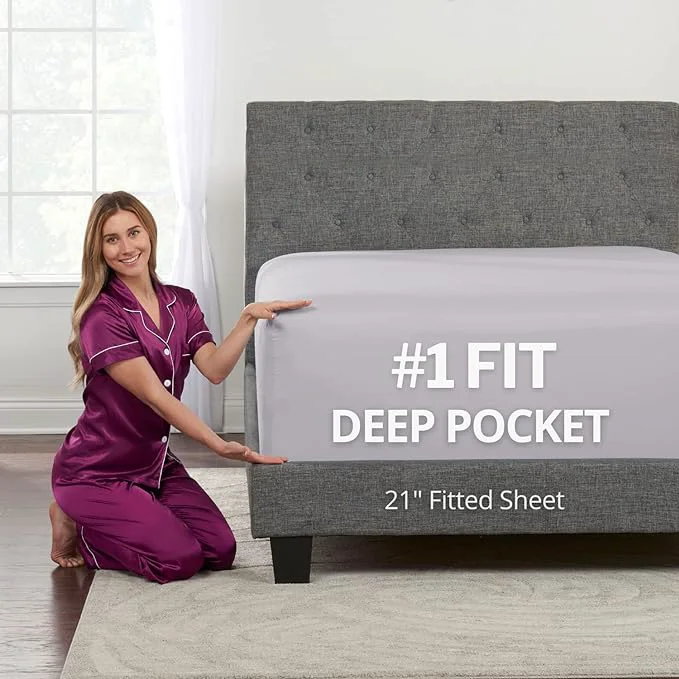 Fast Queen Fitted Sheet Only Deep–Pocket – Extra Deep Pocket Queen Fitted Sheet – Breathable