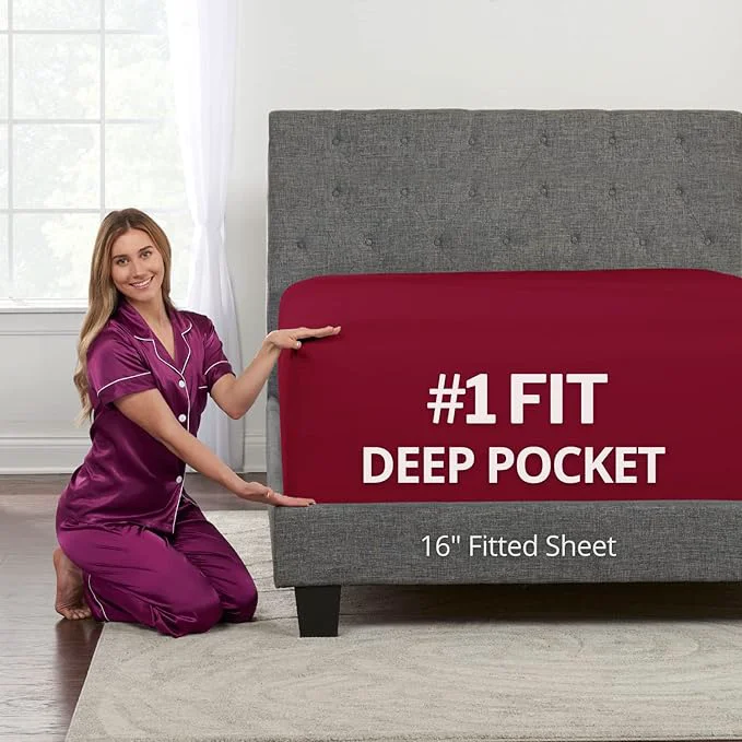 Fast California King Fitted Sheet Deep Pocket – 16 Cal King Fitted Sheet Fit Easy-to-Use