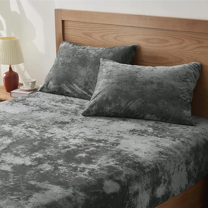 Environmentally Friendly BEDELITE Velvet Fitted Sheet and Pillowcase Set Luxury Soft Fuzzy Bottom Sheet Excellent