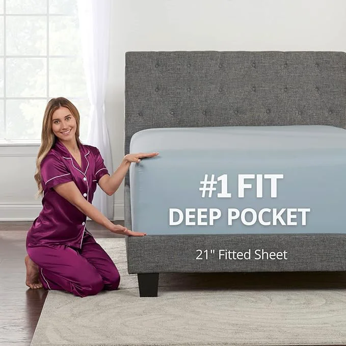 Contemporary DeaLuxe Deep Pocket Full Fitted Sheet Comfortable