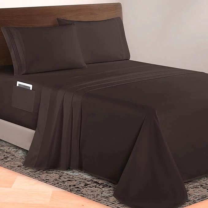 Exclusive Elegant Comfort Luxurious 1500 Premium Hotel Quality Microfiber 4-Piece Sheet Natural