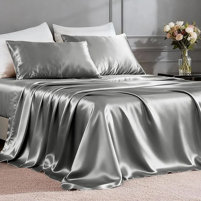 Reusable FreshCulture Satin Sheets Full Size Natural