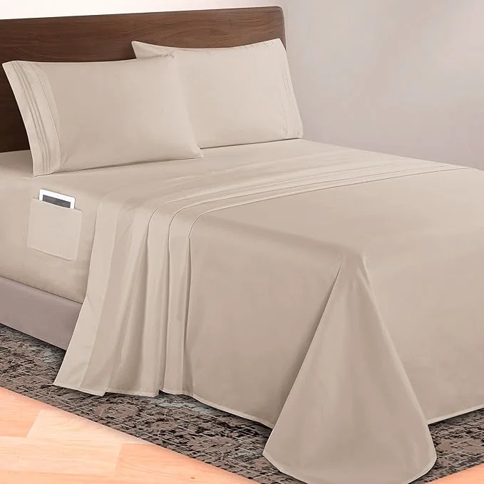 High-Grade Elegant Comfort Luxurious 1500 Premium Hotel Quality Microfiber 4-Piece Sheet Detailed