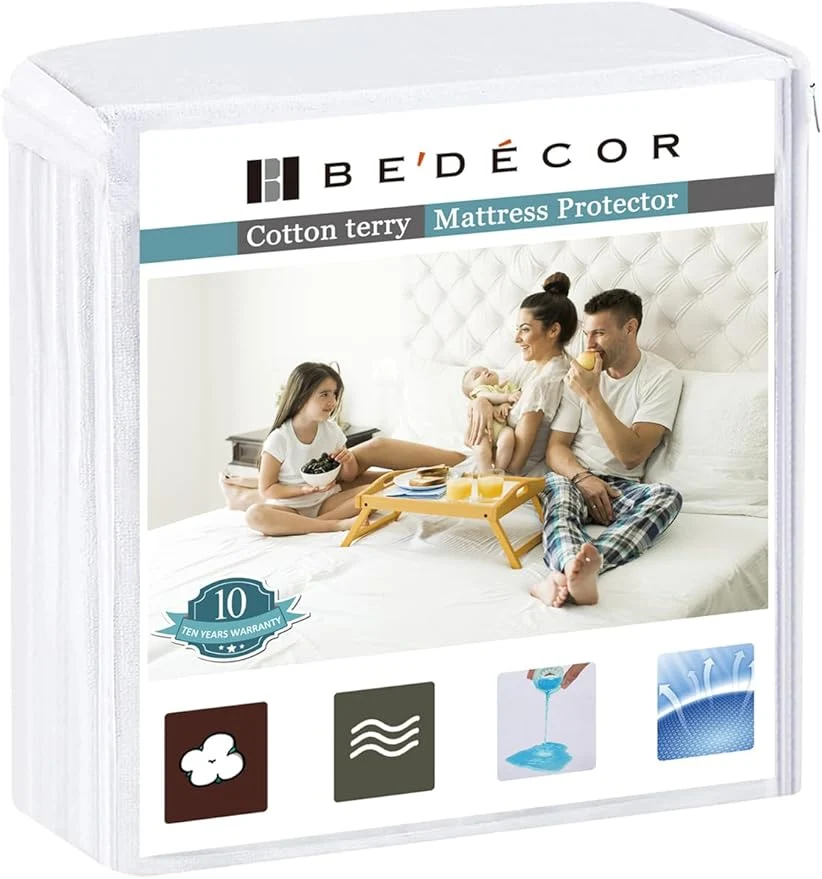 Pure Bedecor Queen Waterproof Mattress Protector Pee and Liquid Proof Cover Premium Material