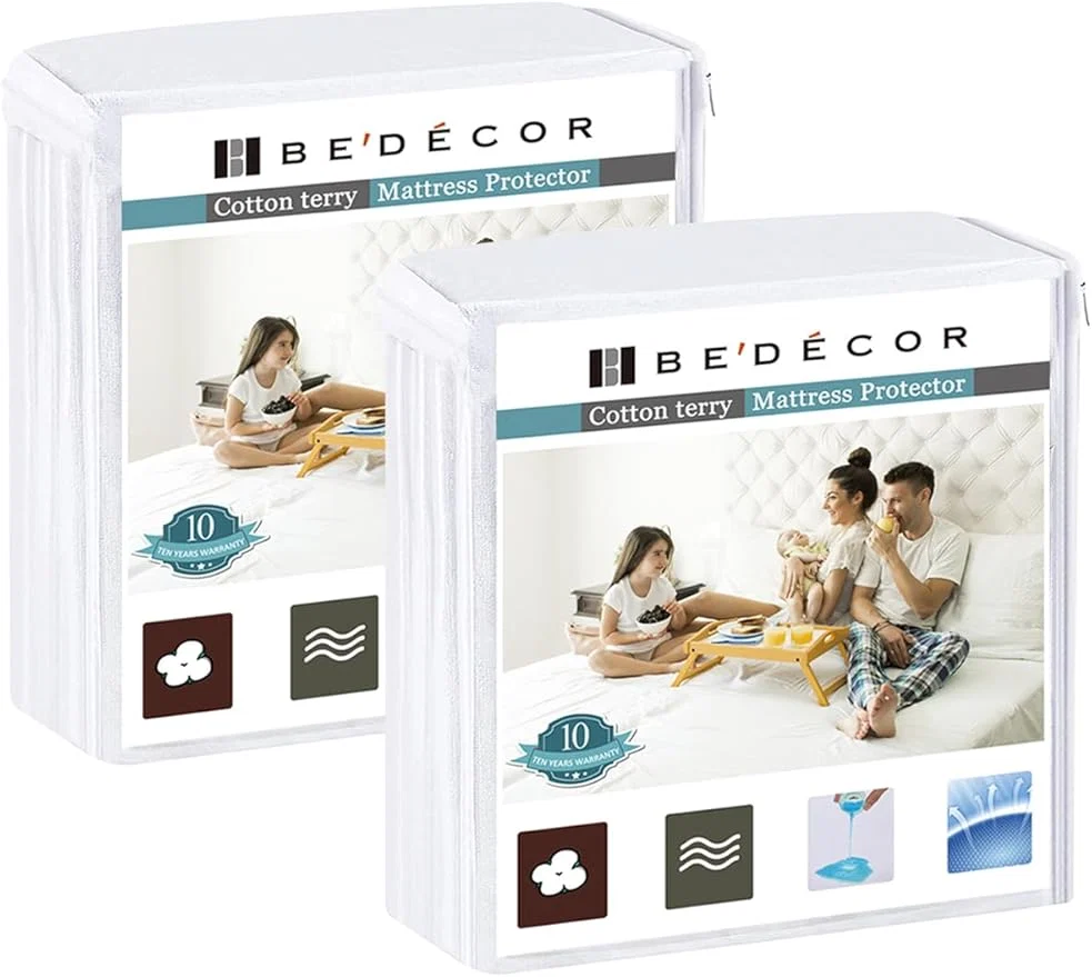 Selected Bedecor 2 Packs Queen Mattress Protector Waterproof Protection Soft Cotton Fashionable