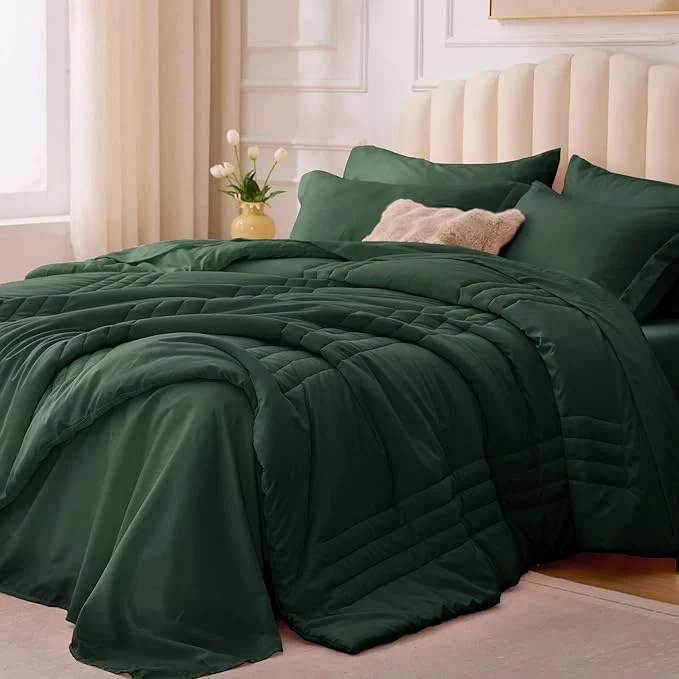 Natural Twin XL Comforter Set Emerald Green Eco-Friendly