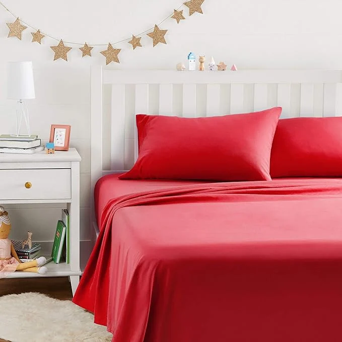 Natural Amazon Basics Kid’s Soft Breathable Easy-Wash Microfiber 4-Piece Sheet Set Fast