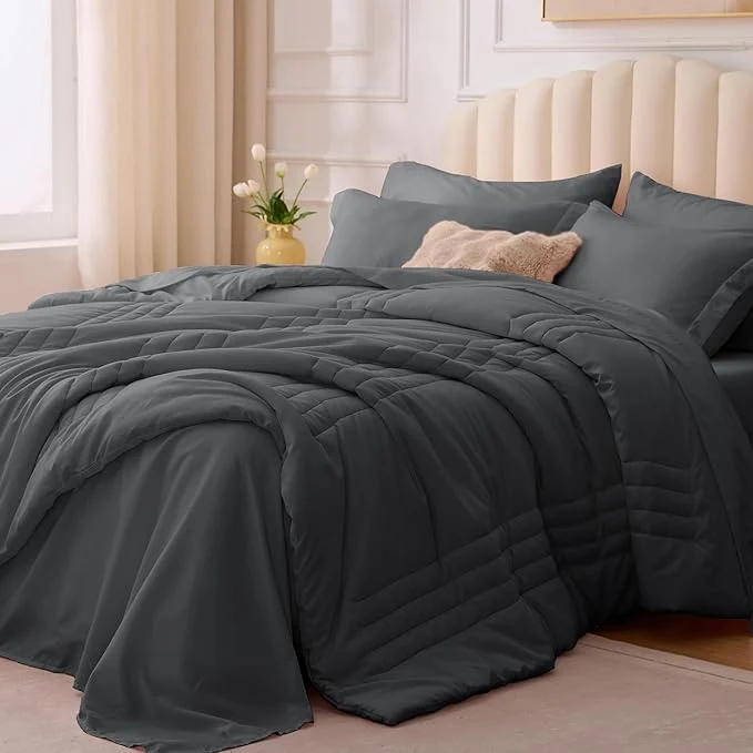 Next-Generation Queen Comforter Set Dark Grey Modern