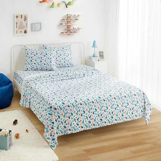Advanced Amazon Basics Kid’s Soft Easy-Wash Microfiber 4-Piece Sheet Set Top-Quality