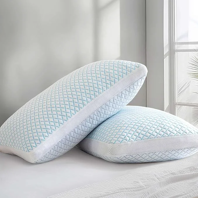 Classic Ankwos Shredded Memory Foam Cooling Soft Bamboo Viscose Pillows Queen Size Set Effective