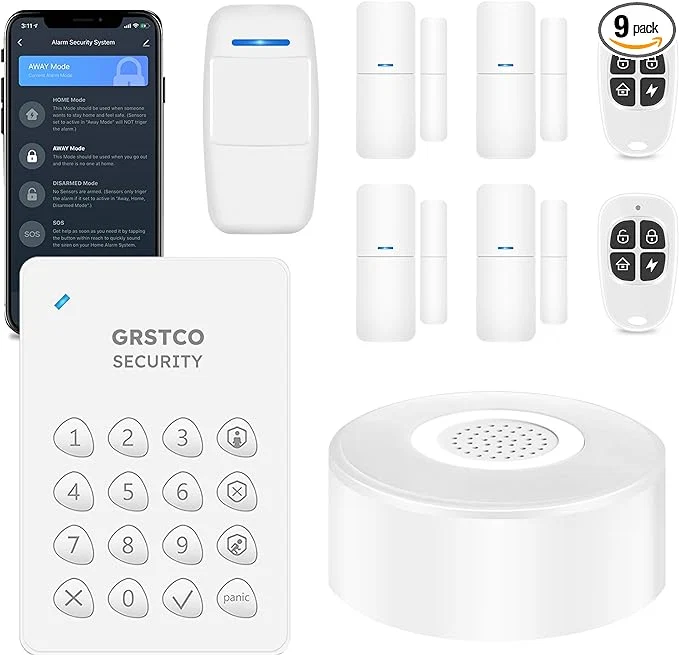 Verified WiFi Alarm System Smart Home Alarm System Wireless 9 Piece-kit DIY Alarm Enhanced