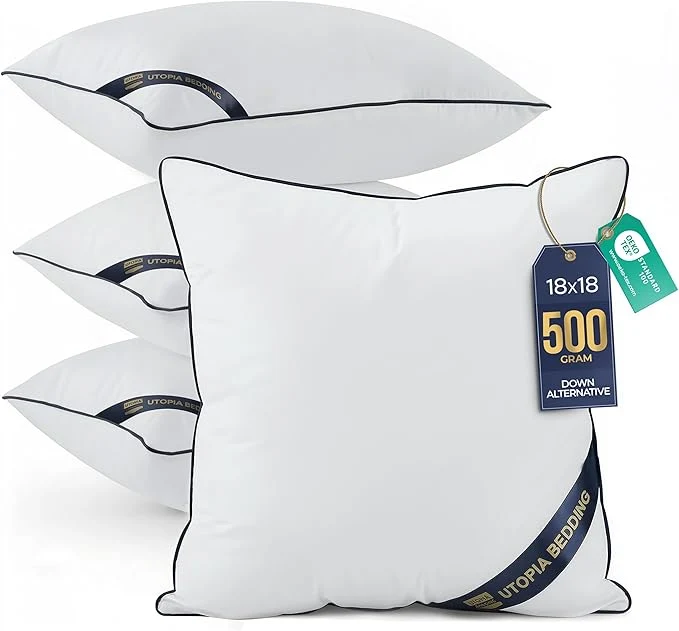 Practical Utopia Bedding Throw Pillow Inserts 18 x 18 Inches Decorative Indoor Pillows Crafted